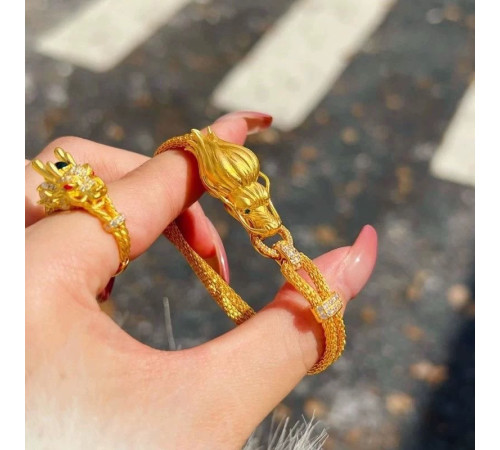 Браслет Дракон Золотий 18 каратів із фіанітами Малайзія Черепи та Здоров'я