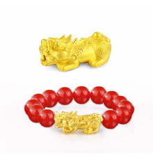 Браслет Пі Яо Червоний Агат із Непалу для приваблення й активізації багатства, успіху, здоров'я, великої удачі