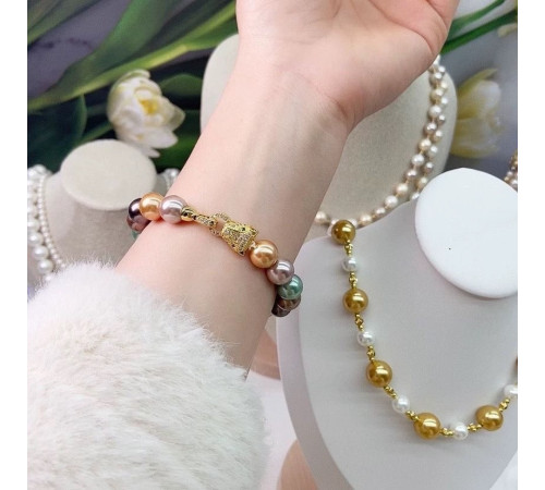 Перлове намисто з браслетом Cartier з Малазійського морського різнобарвних перлів Akoya Клас AAA з фіатом