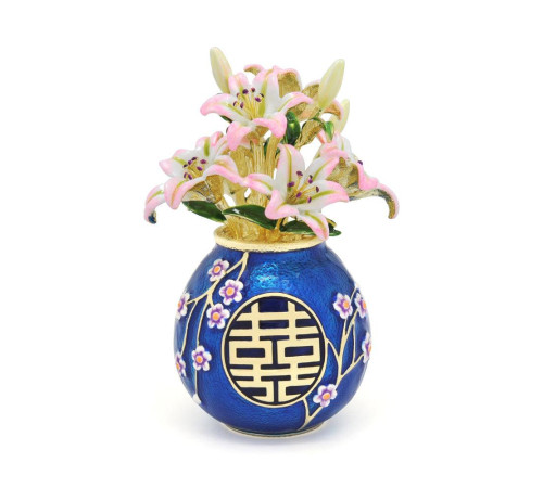 Блакитна ваза «Подвійне щастя» з лілілієм Ліліан Ту