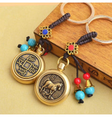 Брелок Грошовий Кінь, що виконує бажання з монетою, що обертається, для залучення Багатства, Удачі та Здоров'я