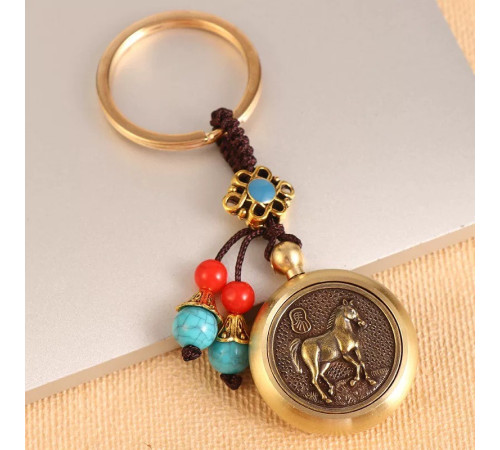 Брелок Грошовий Кінь, що виконує бажання з монетою, що обертається, для залучення Багатства, Удачі та Здоров'я