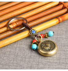 Брелок Грошовий Півень, що виконує бажання з монетою, що обертається, для залучення Багатства, Удачі та Здоров'я