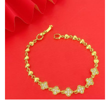 Позолочений браслет Чотирилистий Конюшина з Фіанітами Van Cleef для удачі, успіху, здоров'я й грошей