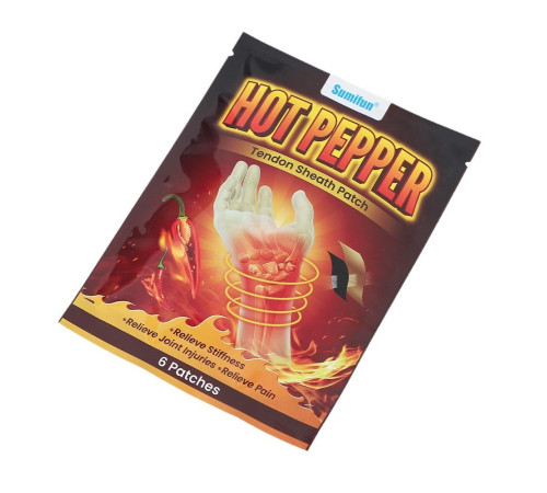 Турмаліновий пластир для терапії сухожиль, зап'ястя, шия, спина, коліна з гострим перцем 6 штук