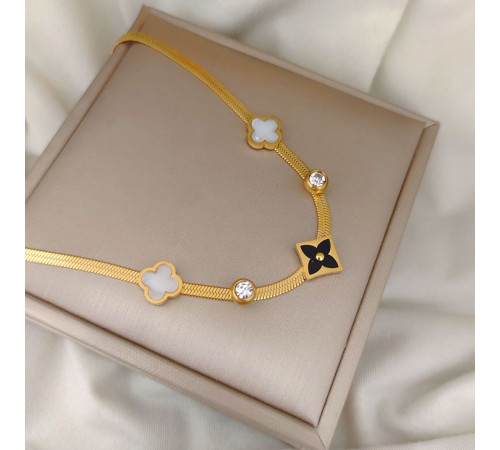 Позолочена підвіска Louis Vuitton чотирилиста конюшина з цирконієм і перламутром для удачі 18 каратів