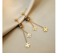 Позолочені Сережки Louis Vuitton Monogram Heritage з чотирилистним конюшиною для удачі 18К