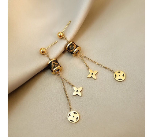 Позолочені Сережки Louis Vuitton Monogram Heritage з чотирилистним конюшиною для удачі 18К
