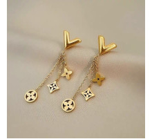 Позолочені Сережки-цвяшки Essential Louis Vuitton Monogram Heritage з чотирилистним конюшином для удачі 18К