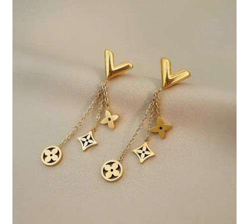 Позолочені Сережки-цвяшки Essential Louis Vuitton Monogram Heritage з чотирилистним конюшином для удачі 18К