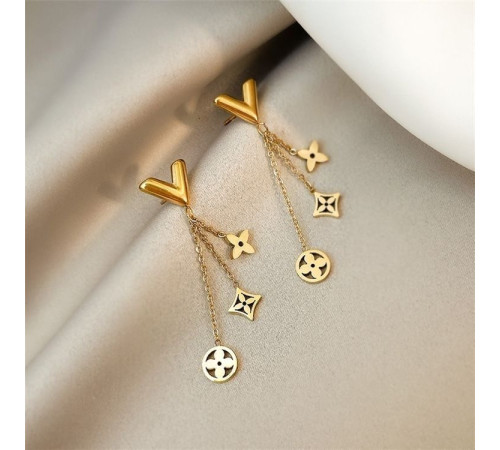 Позолочені Сережки-цвяшки Essential Louis Vuitton Monogram Heritage з чотирилистним конюшином для удачі 18К
