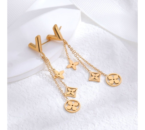 Позолочені Сережки-цвяшки Essential Louis Vuitton Monogram Heritage з чотирилистним конюшином для удачі 18К