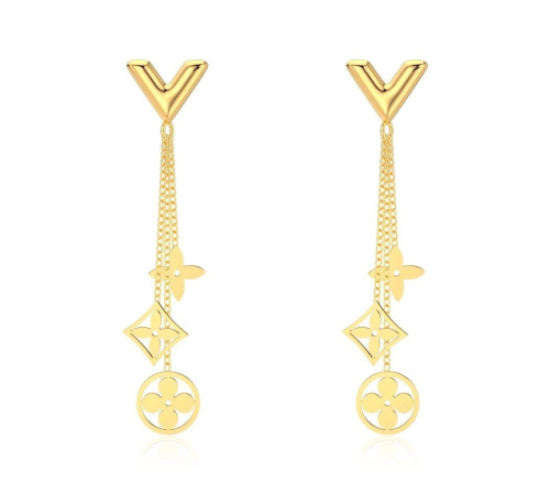 Позолочені Сережки-цвяшки Essential Louis Vuitton Monogram Heritage з чотирилистним конюшином для удачі 18К