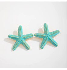 Сережки морська зірка в позолоті бірюзовий колір для Радості