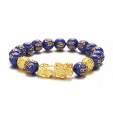 Браслет Пі Яо з тибетськими мантрами в кольорі ляписп-лазурит — амулет здоров'я й сили