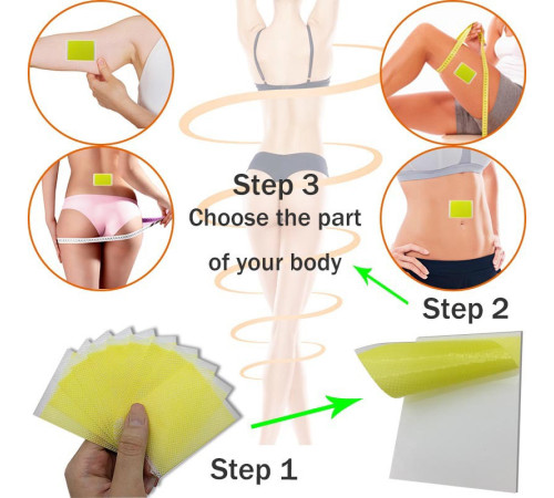 Слім-пластир для зниження ваги Slimming Patch з травами Сходу, Детокс, прискорення метаболізму, жироспалювання 10 шт.