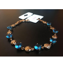 Браслет позолочений жіночий із блакитними фіанітами Xuping jewerly